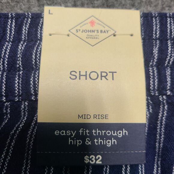 St John's Bay Womens Shorts Large Linen Blend Navy Stripe Beach Party Outdoor - Picture 9 of 9